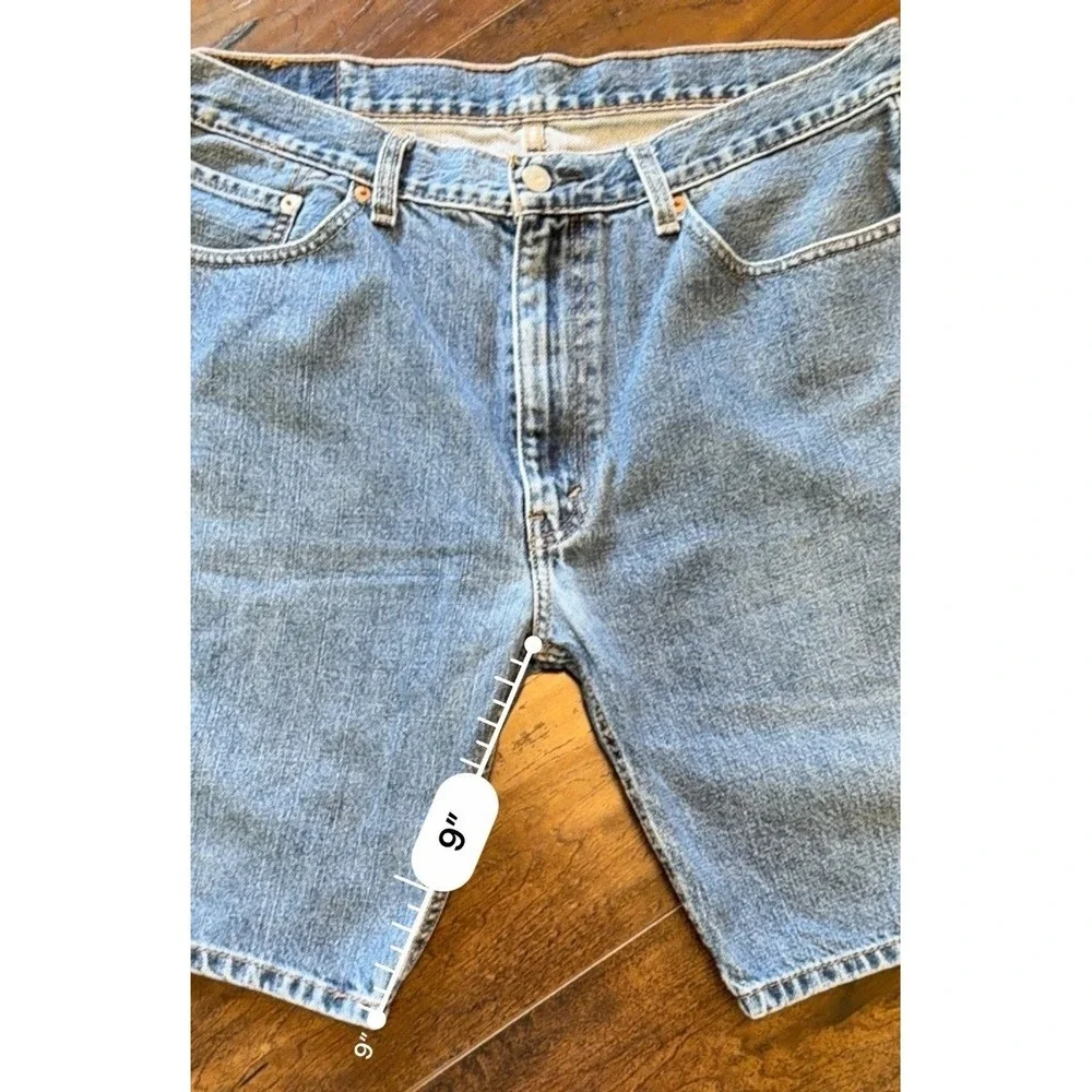 Levi's 505 Denim Shorts Mens 36 Blue Denim Jean Jorts Dad 100% Cotton 9